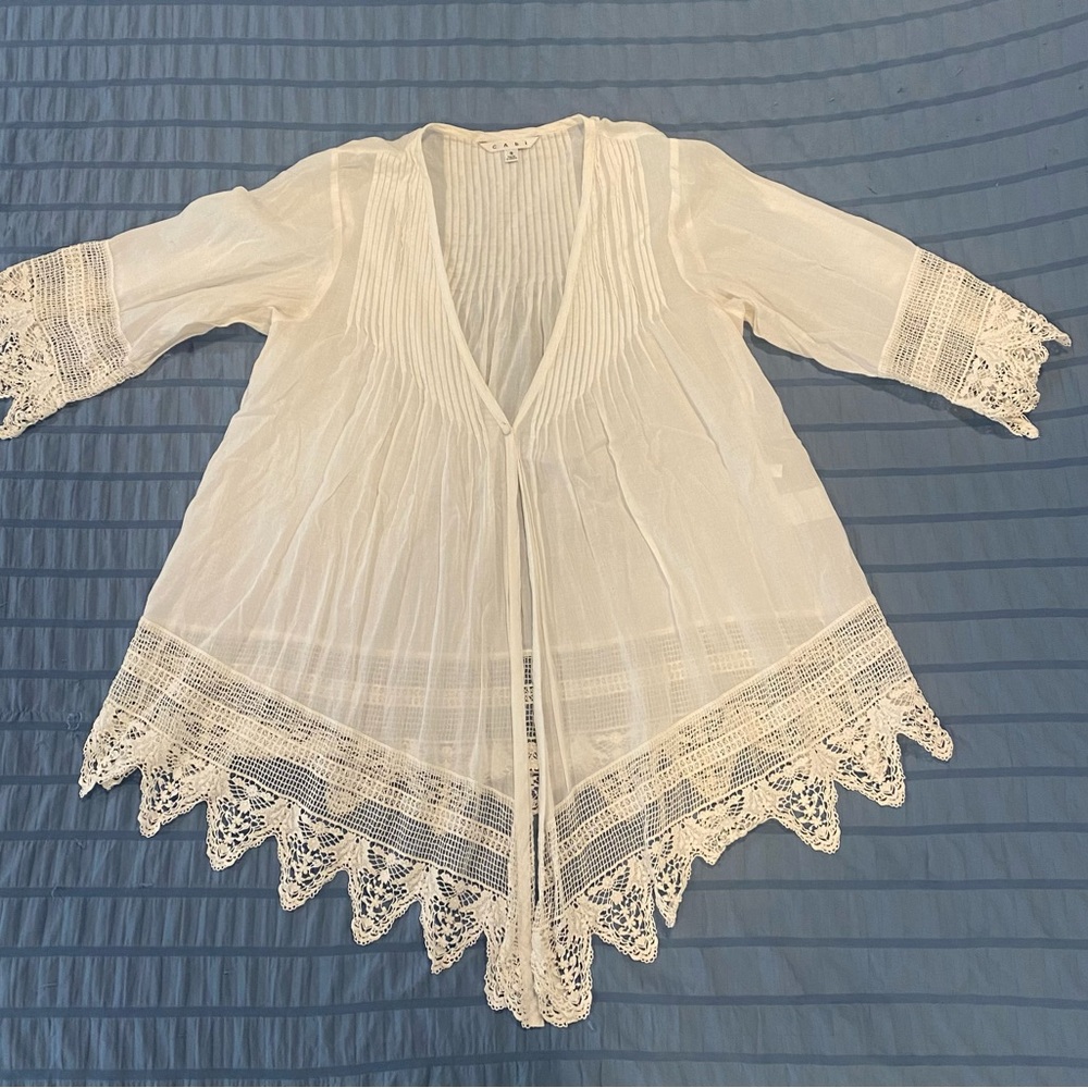 Cabi SZ SMALL white lace blouse coverup